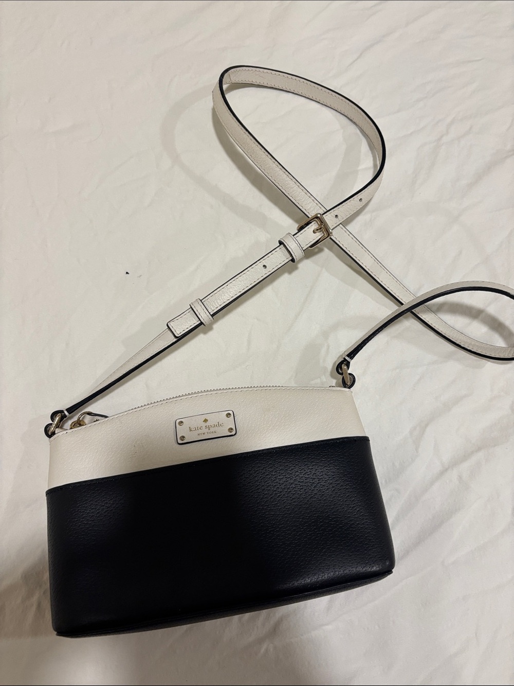kate spade Two-Tone Black and Cream Pebbled Leather Crossbody